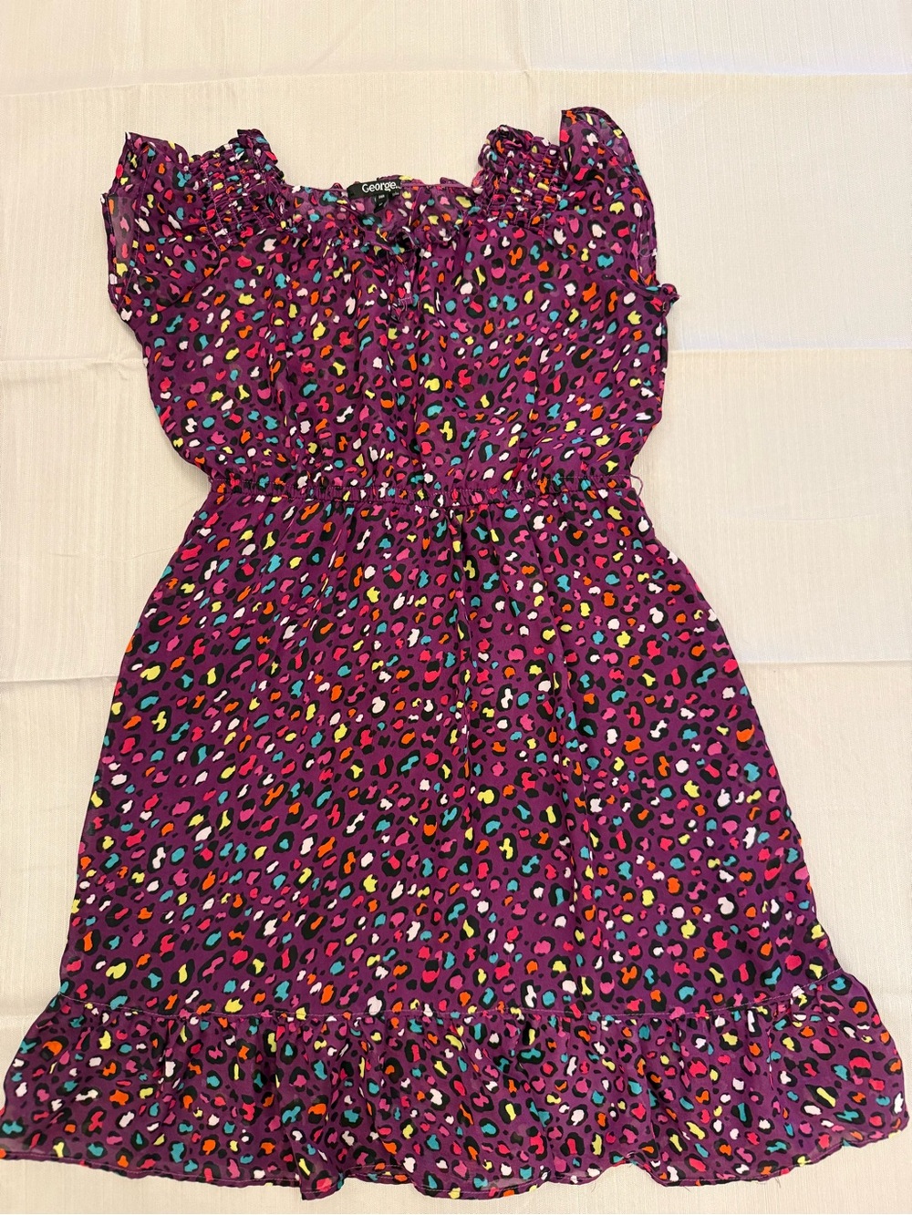 George Purple Multicolor Leopard-Print Casual Dress